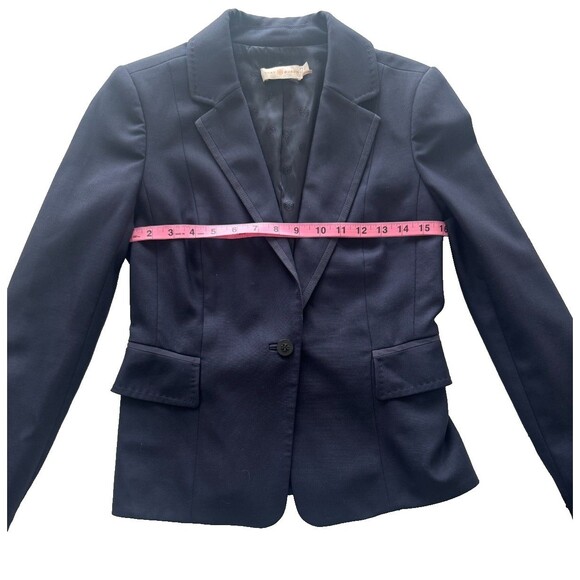 Tory Burch Blazer Women 2 Navy Wool Work Office Business Blazer Designer Classic - Picture 6 of 12